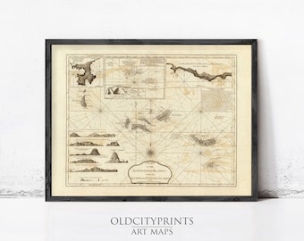 Old Map of Açores Azores Islands 1787 Portuguese map Azores | Vintage Map Wall Art Print | Large Map Print | Home Decor Wall Art