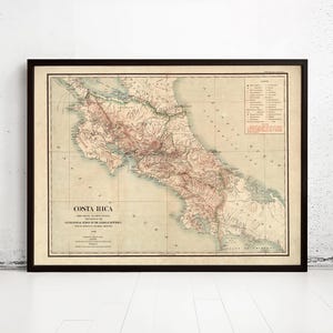 Old Map of Costa Rica 1903 Vintage Map | Vintage Map Wall Art Print | Large Map Print | Home Decor Wall Art