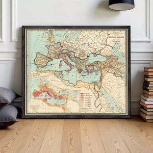 Roman Empire Old Map 1889 | Vintage Wall Art Retro Style Decor Print