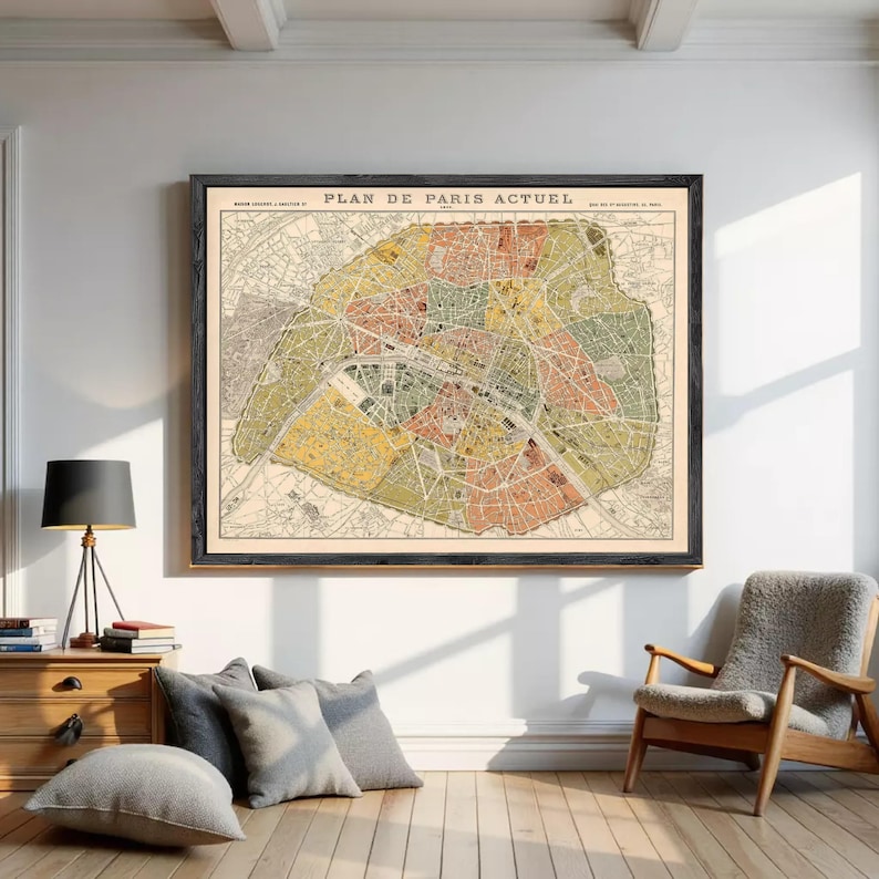Old Map of Paris 1879 France Vintage Map of Paris | Wall Map Print - Etsy