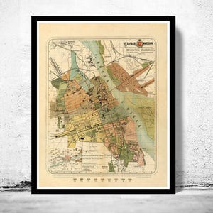 Old Map of Warsaw 1885 Poland Vintage Map | Wall Map Print
