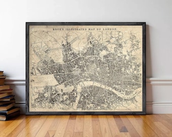 Old Map of London England 1845 Vintage Map of London | Wall Map Print