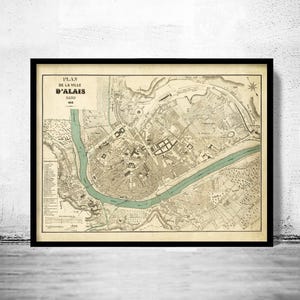 Old Map of Ville d'Alais 1910 Alés Carte France Vintage Map | Vintage Map Wall Art Print | Large Map Print | Home Decor Wall Art