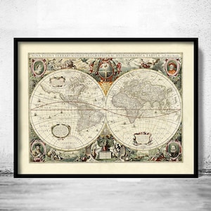 Old World Map Old Map 1641 Vintage Map  | World Map Gift World Map Print | Vintage World Map | World Map Wall Art | Large Map Print