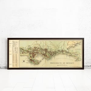 Old Map of Monaco Principality 1943 Principaute de Monaco Vintage Map | Vintage Map Wall Art Print | Large Map Print | Home Decor Wall Art