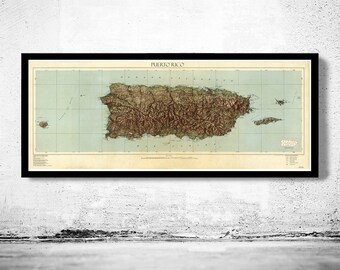 Old Map of Puerto Rico and adjacent islands Vintage Map | Vintage Poster Wall Art Print | Wall Map Print |  Old Map Print