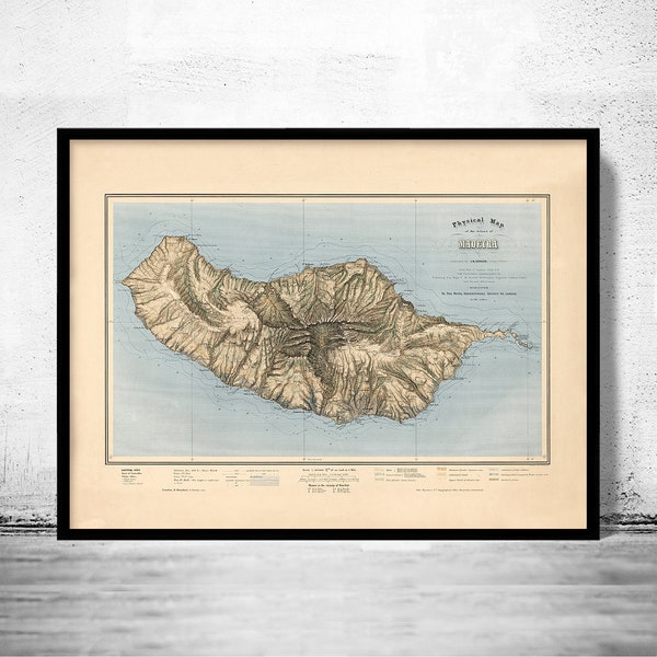 Alte Landkarte der Insel Madeira um 1850 Portugal | Vintage Poster Wand Kunst Druck | Wall Map Print | Alte Landkarte Print