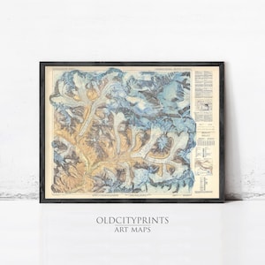 Old Map of Mount Everest Vintage Map | Wall Map Print image 1
