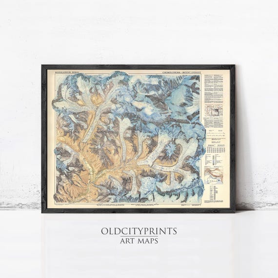 Old Map of Mount Everest Vintage Map | Wall Map Print