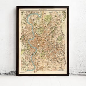 Vintage Map of Rome Roma Italy 1930 Old Map of Rome | Vintage Map Wall Art Print | Large Map Print | Home Decor Wall Art