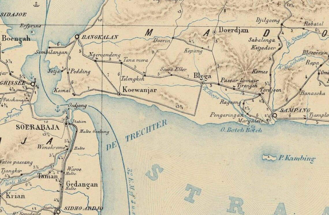 Old Map of Java and Madura Islands Indonesia 1878 Vintage | Etsy