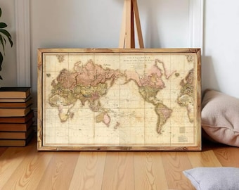 ヴィンテージ世界地図ポスター: 1663 ヘンリックス ホンディウス