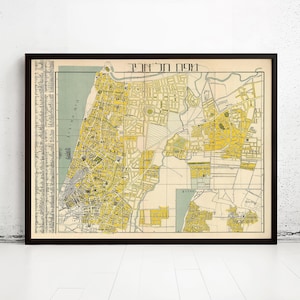 Old Map of Tel Aviv Jaffa Israel Vintage Map | Vintage Map Wall Art Print | Large Map Print | Home Decor Wall Art