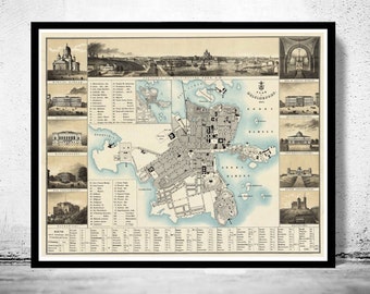 Old map of Helsinki 1860 Finland Helsingfors Vintage Map | Vintage Poster Wall Art Print | Wall Map Print |  Old Map Print