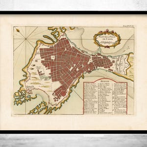 Old Map of Cadiz Spain 1700 Vintage Map  | Vintage Map Wall Art Print | Large Map Print | Home Decor Wall Art