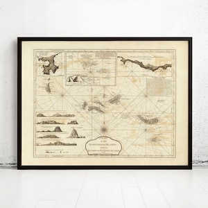 Old Map of Açores Azores Islands 1787 Portuguese map Azores | Vintage Map Wall Art Print | Large Map Print | Home Decor Wall Art