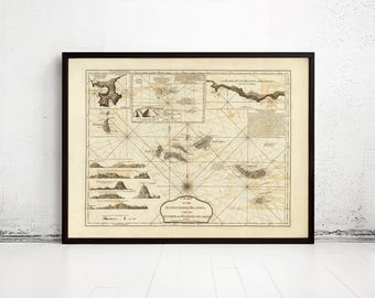 Beautiful Old Map of Açores Azores Islands 1787 Portuguese map Azores | Vintage Map Wall Art Print | Large Map Print | Home Decor Wall Art