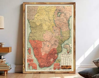 Old Map of South Africa 1924 Vintage Map | Wall Map Print