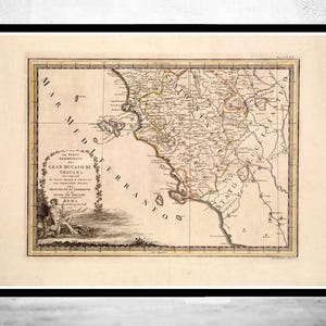 Old Map of Tuscany Toscana Italy 1791 Vintage Map | Vintage Map Wall Art Print | Large Map Print | Home Decor Wall Art