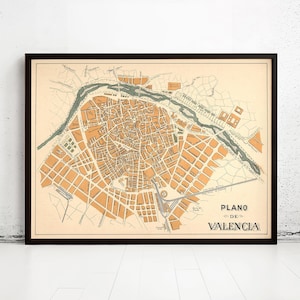 Old Map of Valencia 1905 Spain Vintage Map Valencia | Vintage Map Wall Art Print | Large Map Print | Home Decor Wall Art