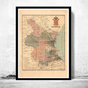 Old Map of Valencia 1900 Spain  | Vintage Map Wall Art Print | Large Map Print | Home Decor Wall Art