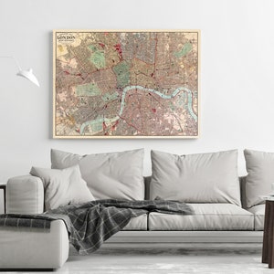 Old Map of London Map 1880 Vintage Poster Wall Art Print Wall Map Print Old Map Print image 2