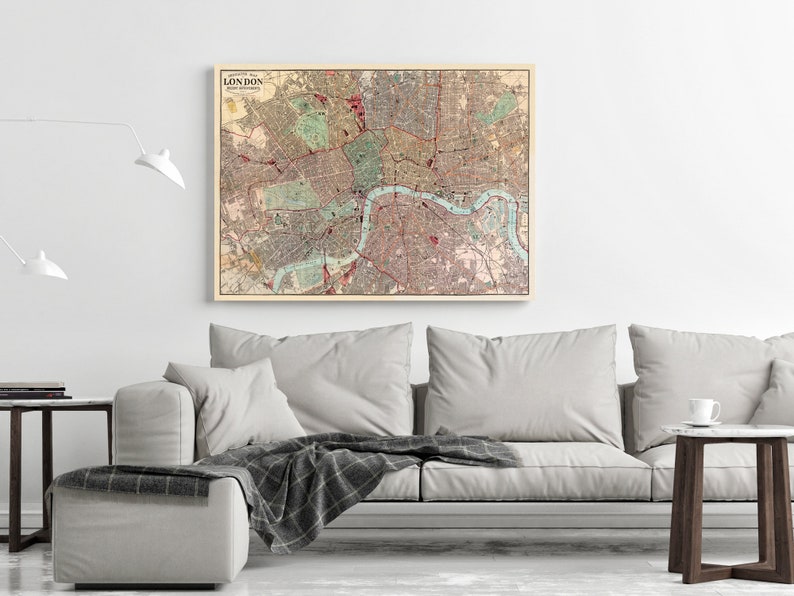 Old Map of London Map 1880 Vintage Poster Wall Art Print Wall Map Print Old Map Print image 2