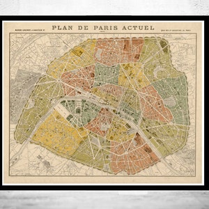 Old Map of Paris 1879 France Vintage Map of Paris  | Vintage Poster Wall Art Print | Wall Map Print | Old Map Print