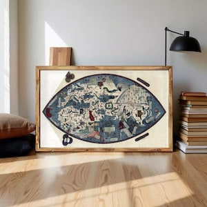Old Genoese World map Earth Atlas Europe Asia Africa 1457 Vintage Map  | Vintage World Map