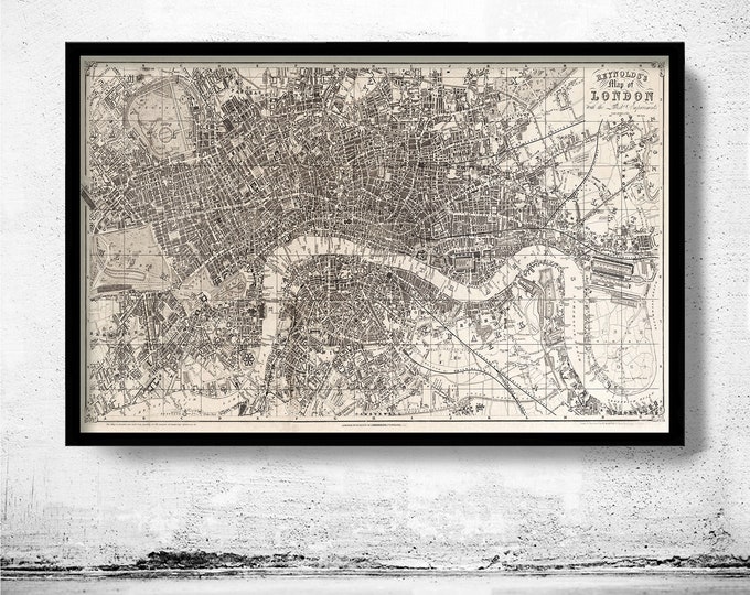 Old Map of London 1851 Vintage Map of London | Vintage Poster Wall Art Print | Wall Map Print | Old Map Print