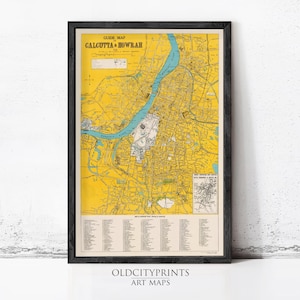 Old Map of Calcutta Kolkata India Vintage Map | Wall Map Print