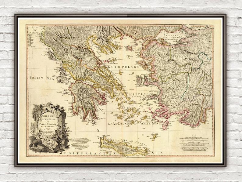 Old Map of Greece 1791 Vintage map Vintage Poster Wall Art Print