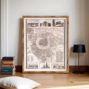 Old Map of Vienna Wien with gravures Austria 1844 Vintage Map | Vintage Map Wall Art Print | Large Map Print | Home Decor Wall Art