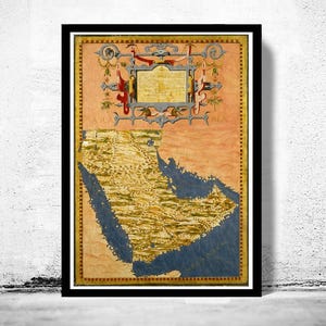Old Map of Middle East Arabian Peninsula 1565 Vintage Map | Vintage Map Wall Art Print | Large Map Print | Home Decor Wall Art
