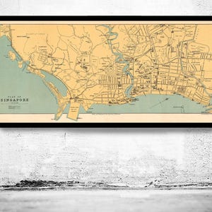 Old Map of Singapore City 1905 Vintage Map | Vintage Map Wall Art Print | Large Map Print | Home Decor Wall Art