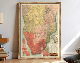 Old Map of South Africa 1924 Vintage Map | Wall Map Print