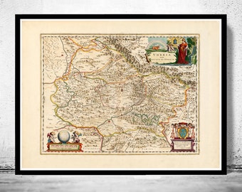 Old Map of Umbria Tuscany Toscana Italy 1662  Vintage Map | Vintage Poster Wall Art Print | Wall Map Print |  Old Map Print