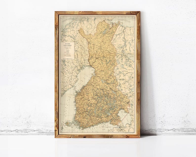 old-map-of-finland-1930-vintage-map-of-finland-wall-map-print-etsy