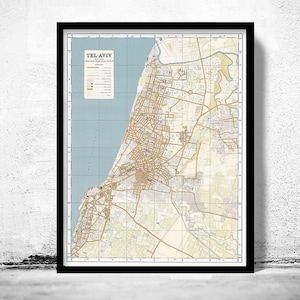 Old Map of Tel Aviv Israel  | Vintage Map Wall Art Print | Large Map Print | Home Decor Wall Art