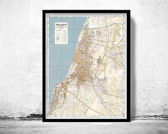 Old Map of Tel Aviv Israel  | Vintage Map Wall Art Print | Large Map Print | Home Decor Wall Art