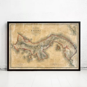 Old Map of Panama 1865 Vintage Map | Vintage Map Wall Art Print | Large Map Print | Home Decor Wall Art