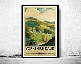Vintage poster van Yorkshire Dales Engeland 1920 Toerisme poster reizen | Vintage poster kunst aan de muur afdrukken |