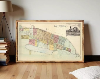 Old Map of Winona Minnesota 1874 Vintage Map | Wall Map Print