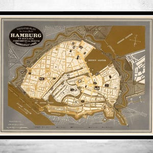 Beautiful Old Map of Hamburg Germany 1845 Vintage Map | Vintage Map Wall Art Print | Large Map Print | Home Decor Wall Art