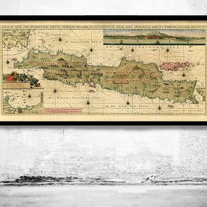 Old Map of Java and Madura Islands Indonesia 1730 Vintage Map | Vintage Map Wall Art Print | Large Map Print | Home Decor Wall Art