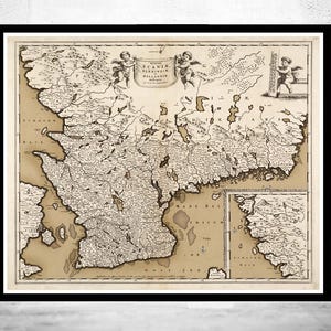 Old Map of  Scania Skane Sweden 1680  | Vintage Map Wall Art Print | Large Map Print | Home Decor Wall Art