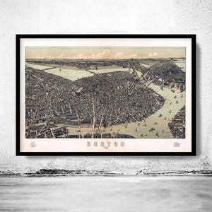 Old Map of Boston Panoramic View Massachusetts 1899 Vintage Map | Vintage Map Wall Art Print | Large Map Print | Home Decor Wall Art