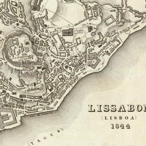 Vintage Map of Lisbon Portugal 1844 Map | Antique Wall Art Décor Print image 6