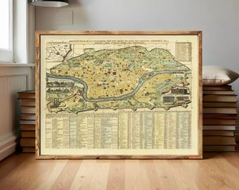 Old Map of Rome Italy 1719 Vintage Map of Rome | Wall Map Print