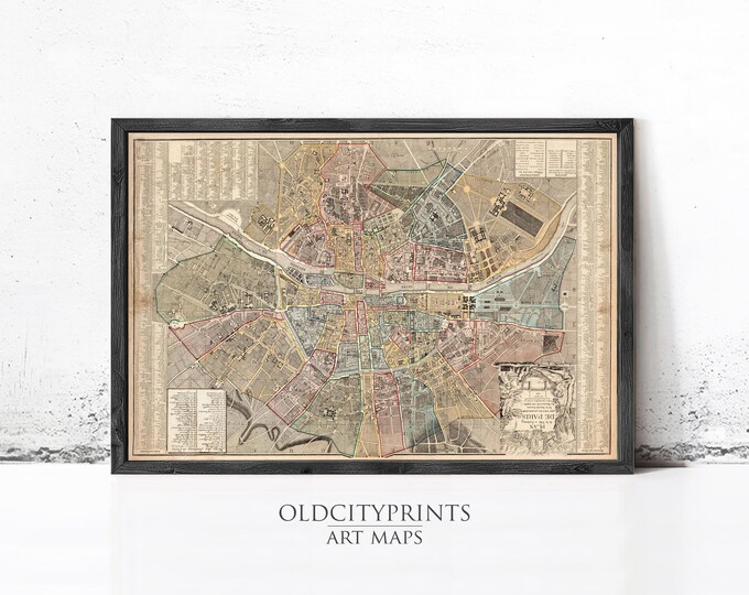 Plan De Paris - Old Map of Paris - Paris Vintage Map - Fine Print on ...